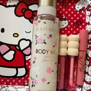 Pink Peony Body Mist & 2 lip gloss & lip crayon condition set
